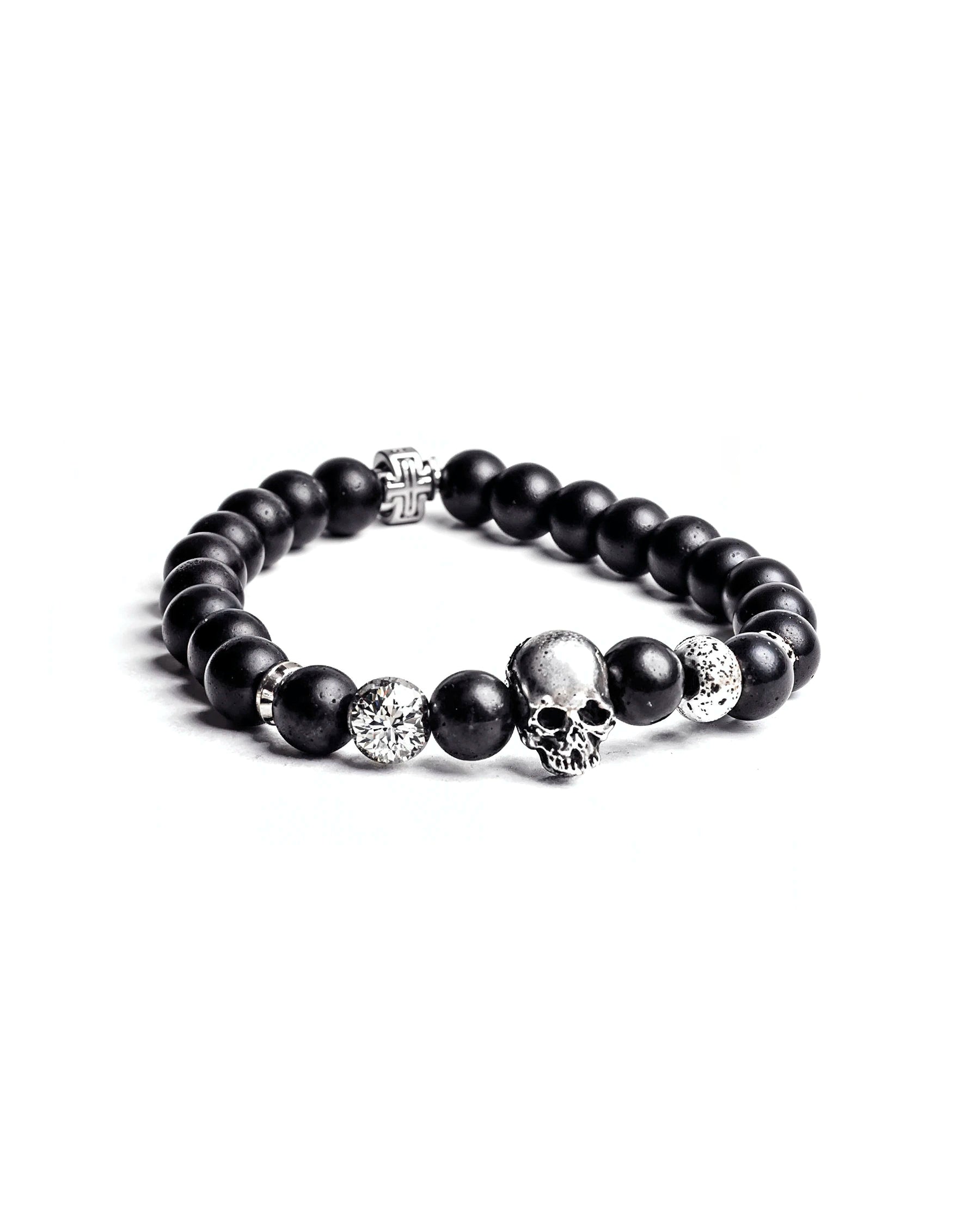 PULSEIRA EM PEDRAS BLACK SKULL