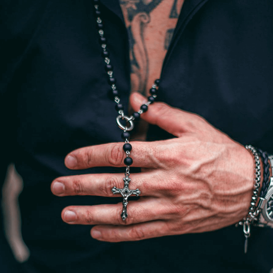 COLAR TERÇO ÔNIX FOSCA