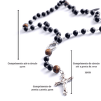 Colar Terço Pedra Onix fosca