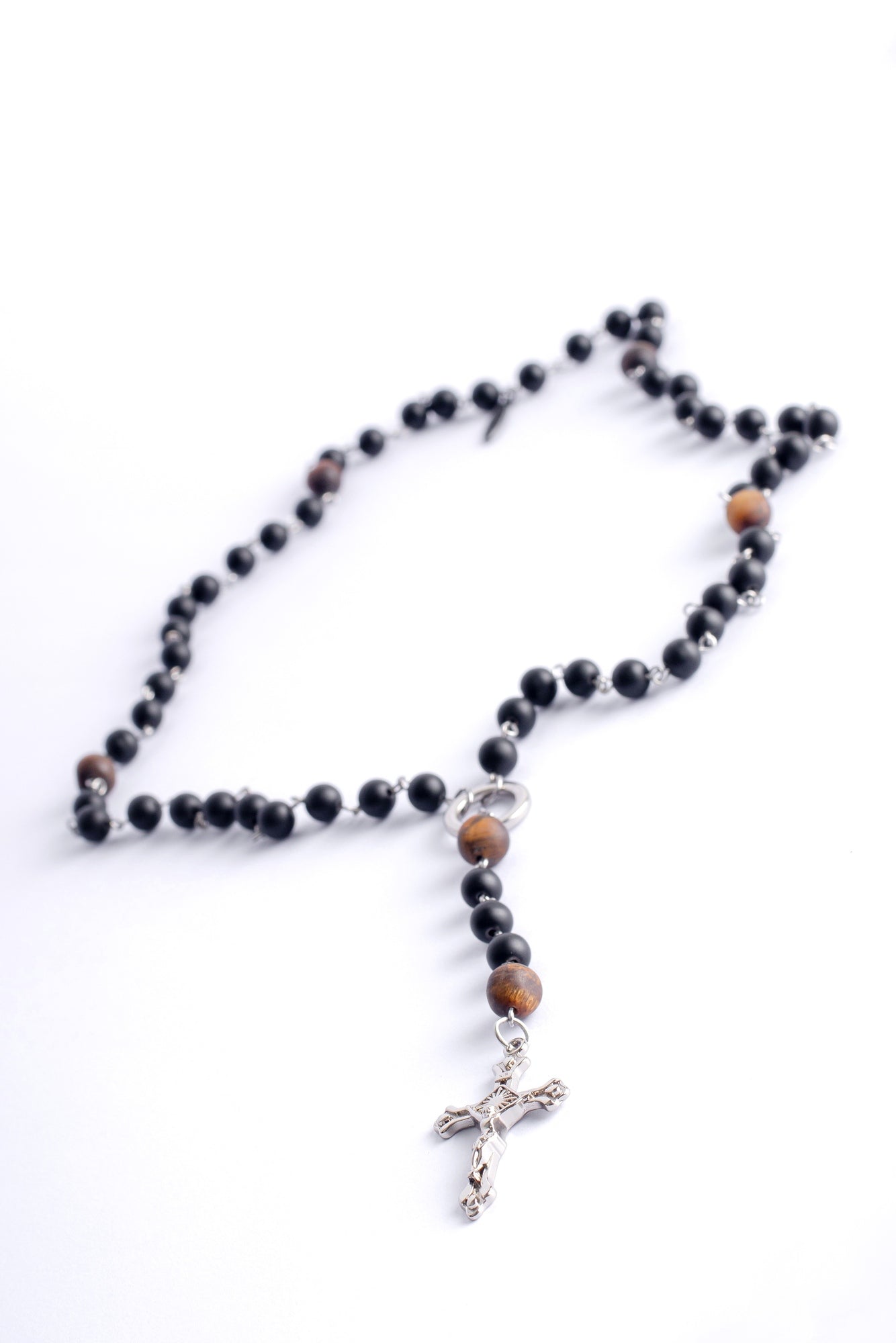 Colar Terço Pedra Onix fosca